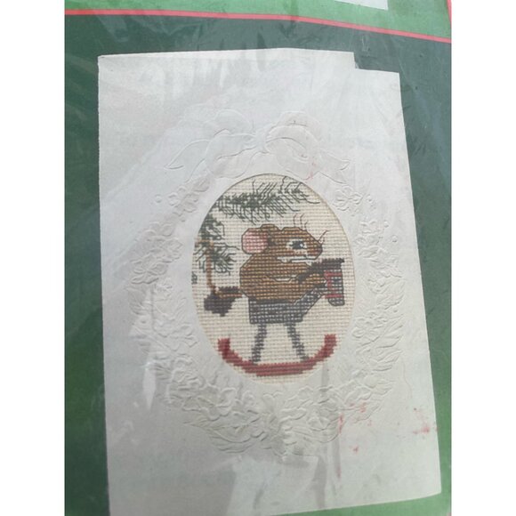 Vintage Current Critters Mouse Cross Stich Kit Christmas Cards NOS - Picture 3 of 8